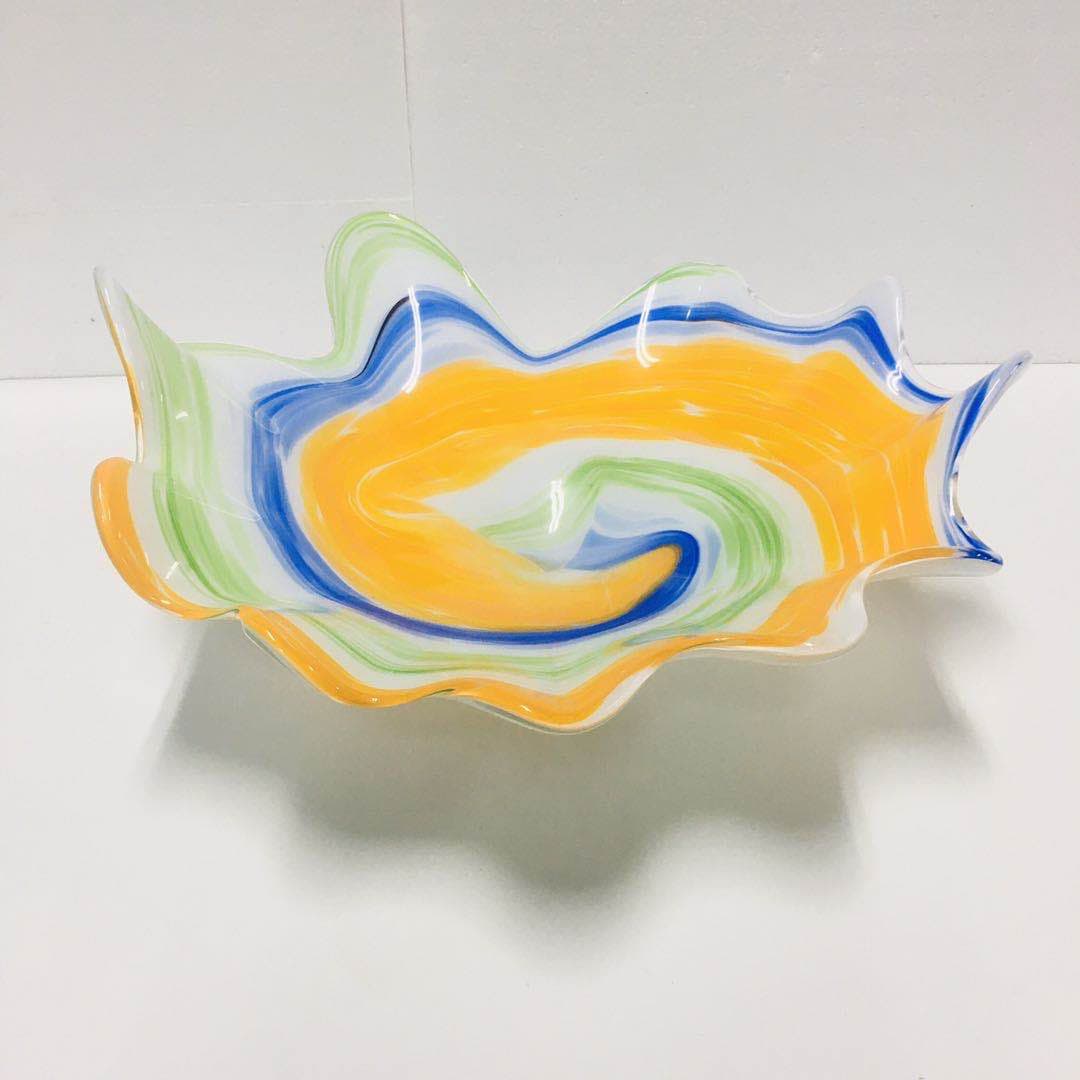 Hand Blown Murano Glass Wall Plates Multi Colors D12Inches