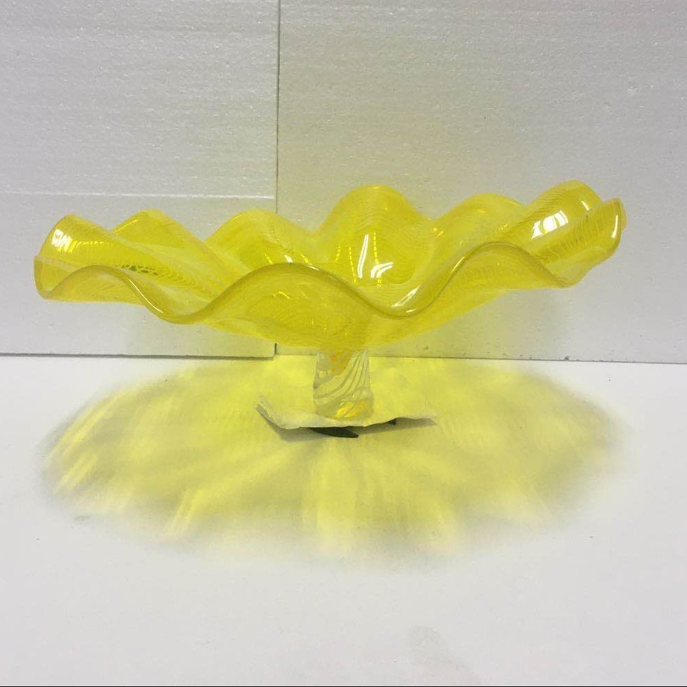 Hand Blown Murano Glass Wall Plates Yellow Color D12Inches