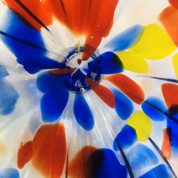 Hand-Blown Murano Glass Wall Art - Colorful Spotted Glass Plate 12 Inch