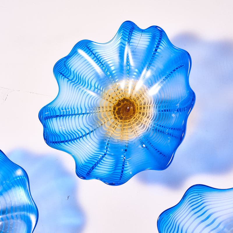 Glass Wall Bowls Murano Glass Blue And Golden D10inches