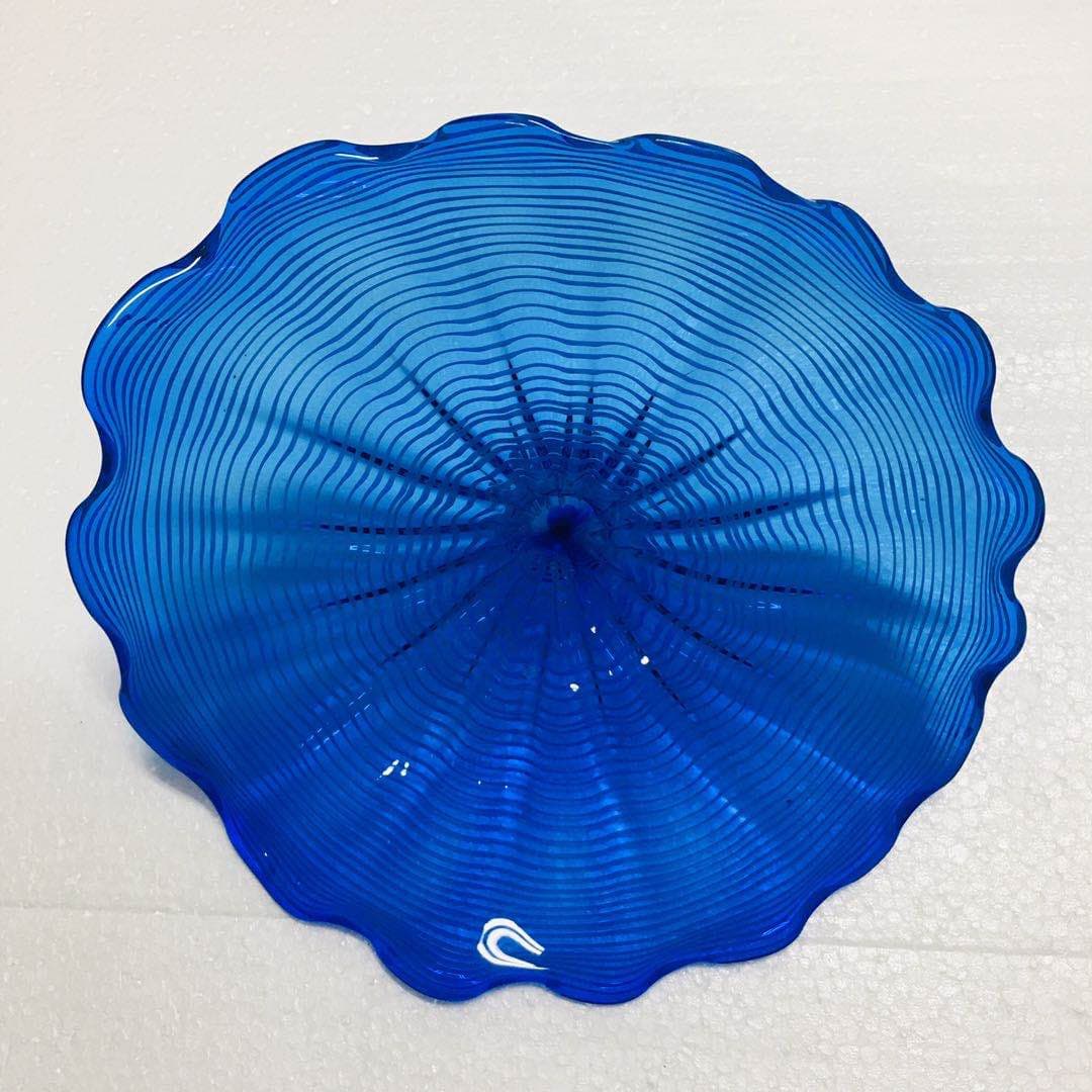 Hand Blown Murano Glass Wall Bowls Blue Color D12inches