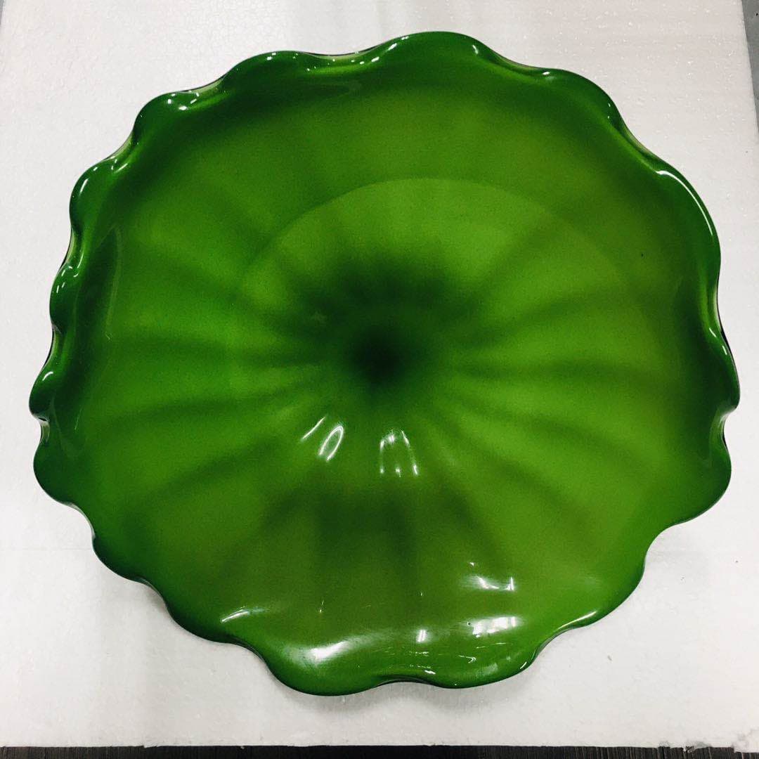 Hand Blown Murano Glass Wall Plates Green Color D12Inches