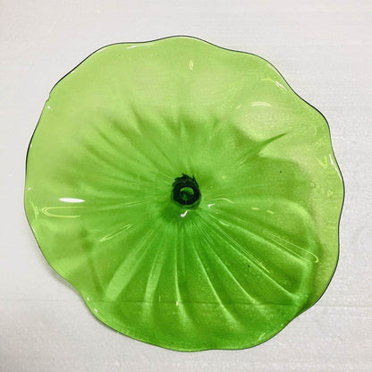 Hand Blown Murano Glass Wall Plates Clear Green Color D12Inches