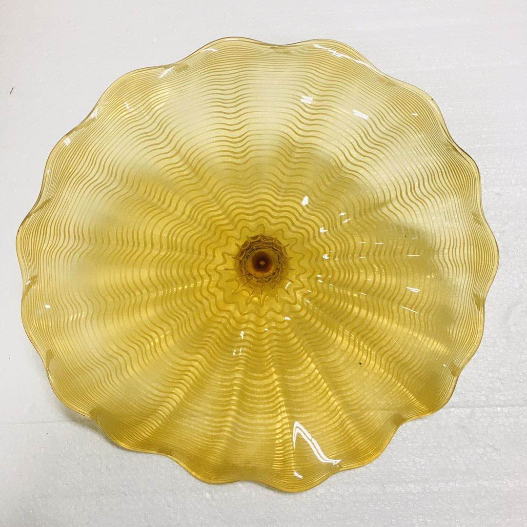 Hand Blown Murano Glass Wall Plates Yellow Color D12Inches