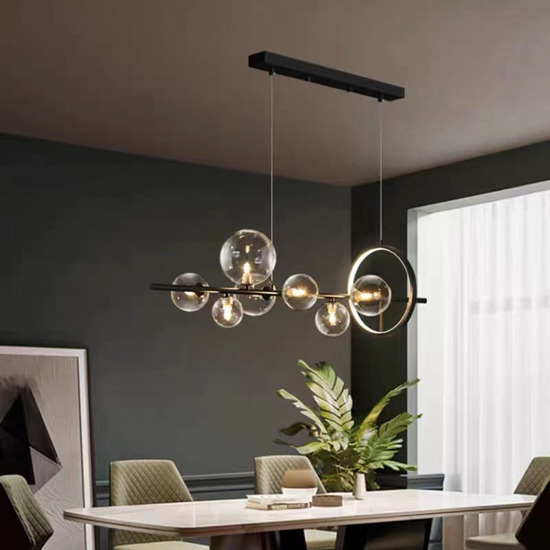 Modern Island Lights Glass Globe Shade With Circle LED