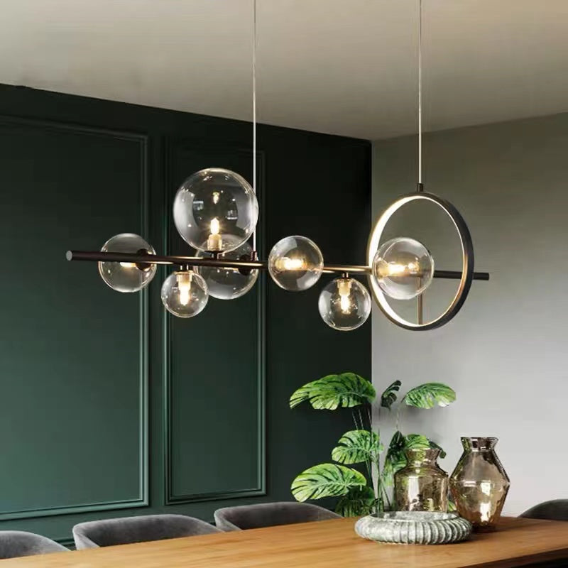 Modern Island Lights Glass Globe Shade With Circle LED