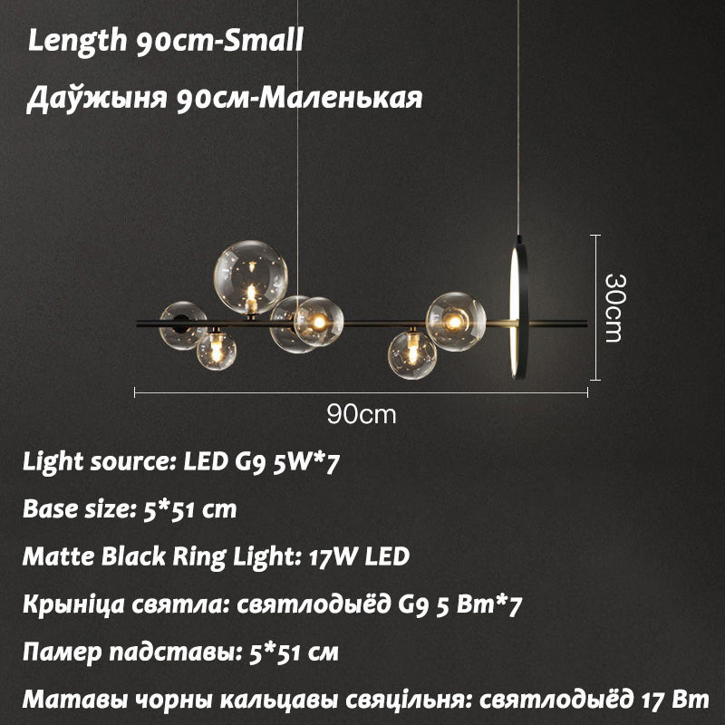 Modern Island Lights Glass Globe Shade With Circle LED