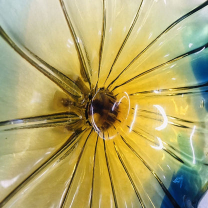 Hand Blown Murano Glass Wall Plates Yellow And Blue D12Inches
