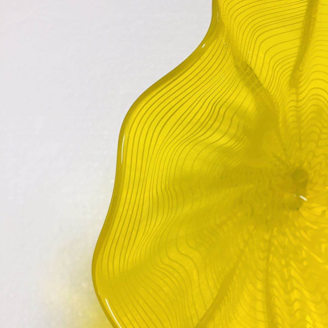 Hand Blown Murano Glass Wall Plates Yellow Color D12Inches