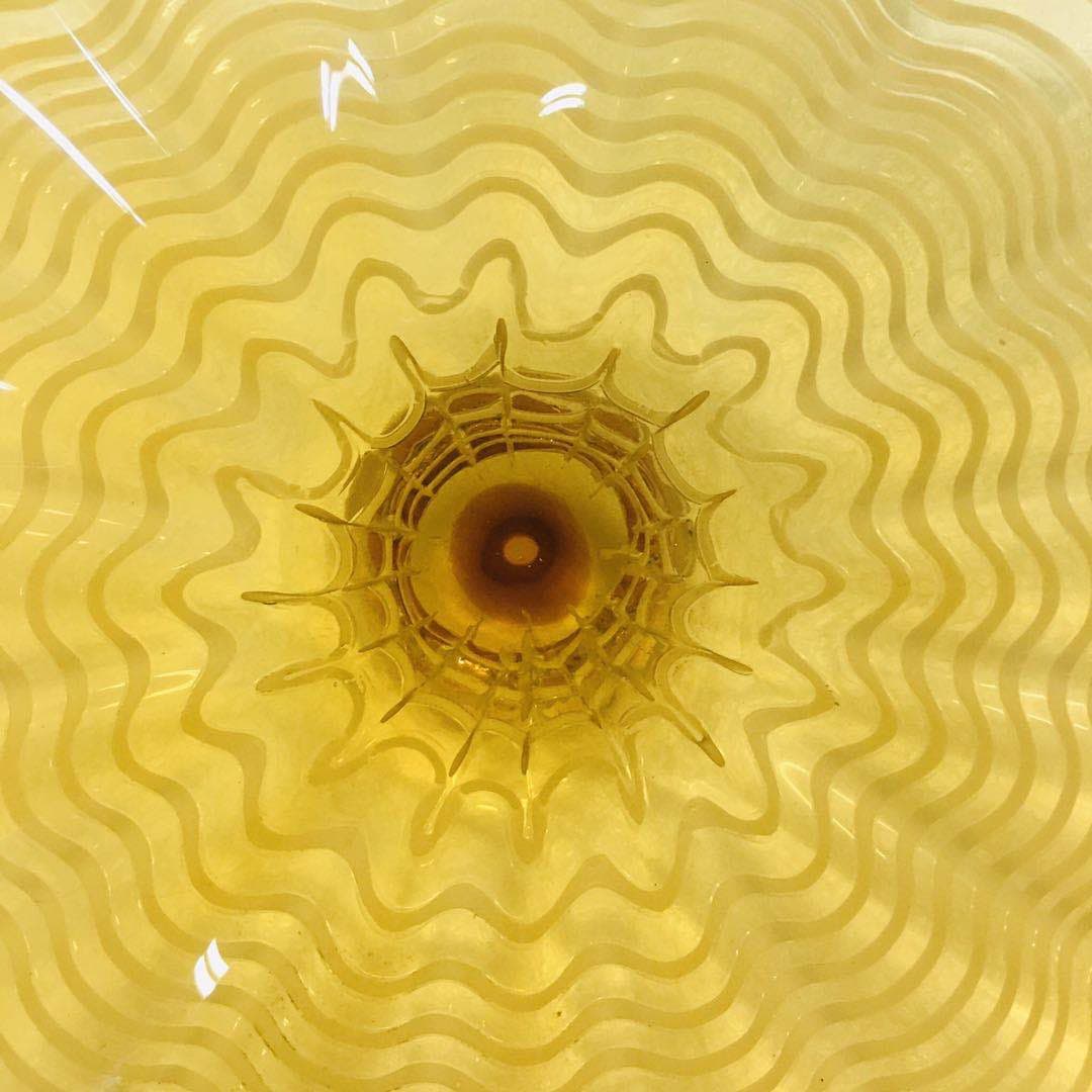 Hand Blown Murano Glass Wall Plates Yellow Color D12Inches