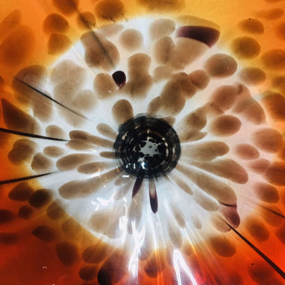 Hand Blown Murano Glass Wall Plate Orange And Brown Spots D12inches