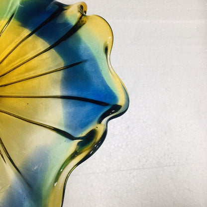 Hand Blown Murano Glass Wall Plates Yellow And Blue D12Inches