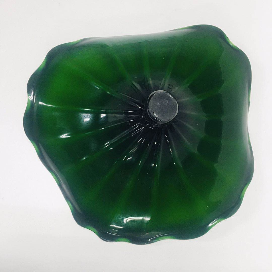 Hand Blown Murano Glass Wall Plates Green Color D12Inches