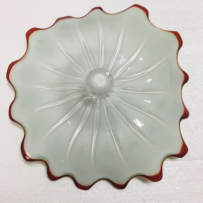 Hand Blown Murano Glass Wall Plates Green With Red Rim D12Inches