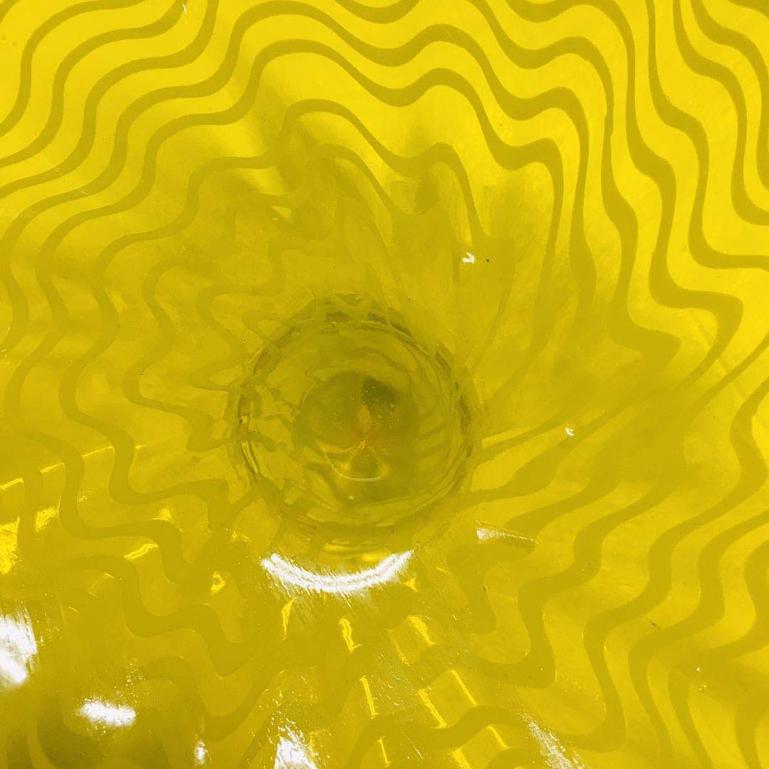 Hand Blown Murano Glass Wall Plates Yellow Color D12Inches