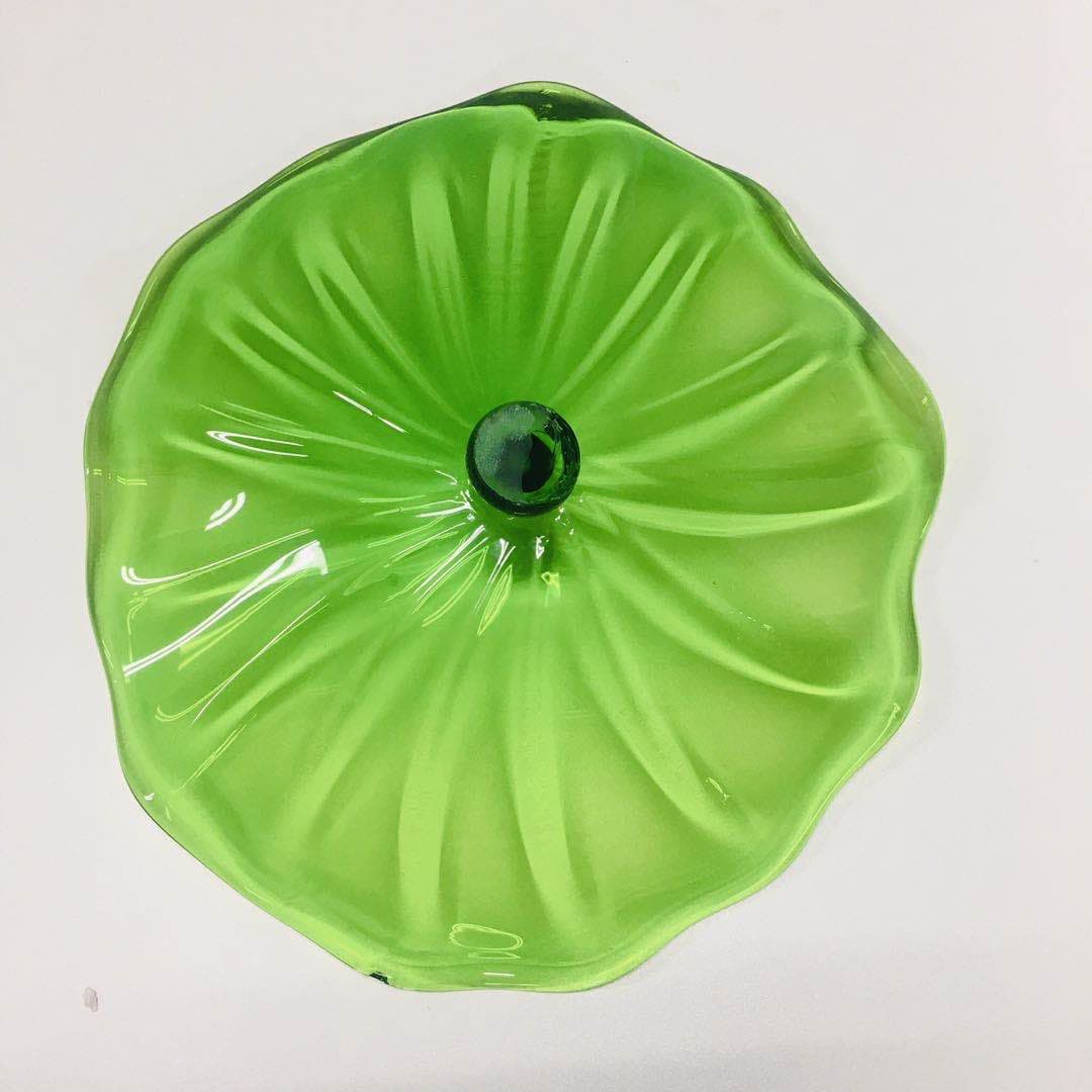 Hand Blown Murano Glass Wall Plates Clear Green Color D12Inches