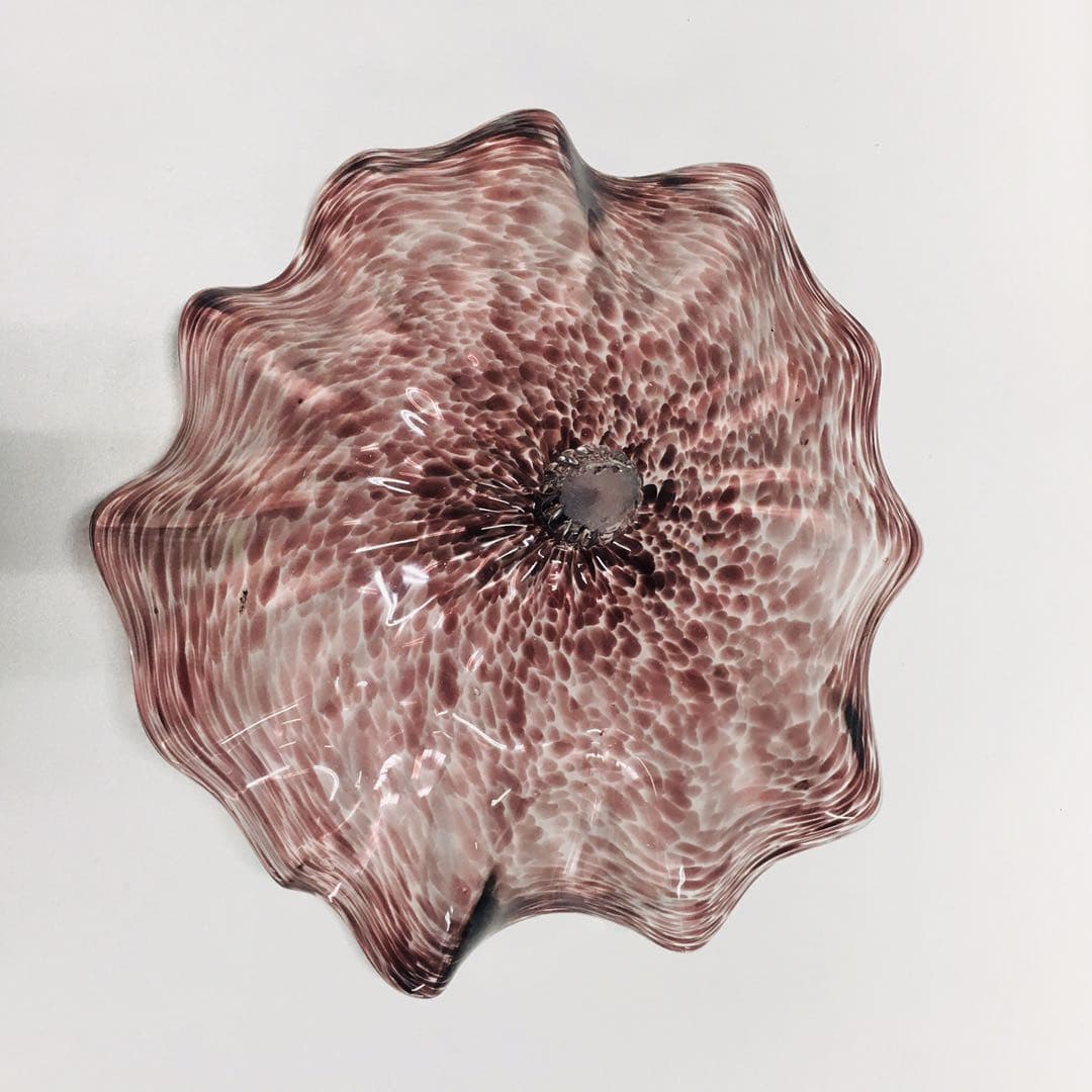 Hand Blown Murano Glass Wall Plates Clear Brown Color D12Inches