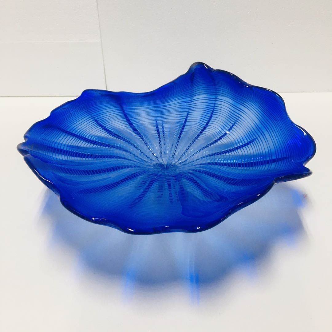Hand Blown Murano Glass Wall Plates Blue Color D12inches