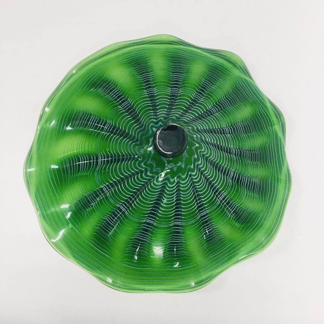 Hand Blown Murano Glass Wall Plates Green Color D12Inches