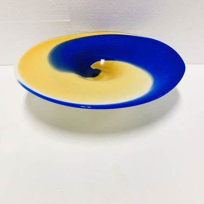 Hand Blown Murano Glass Wall Plates Blue And Yellow D12inches