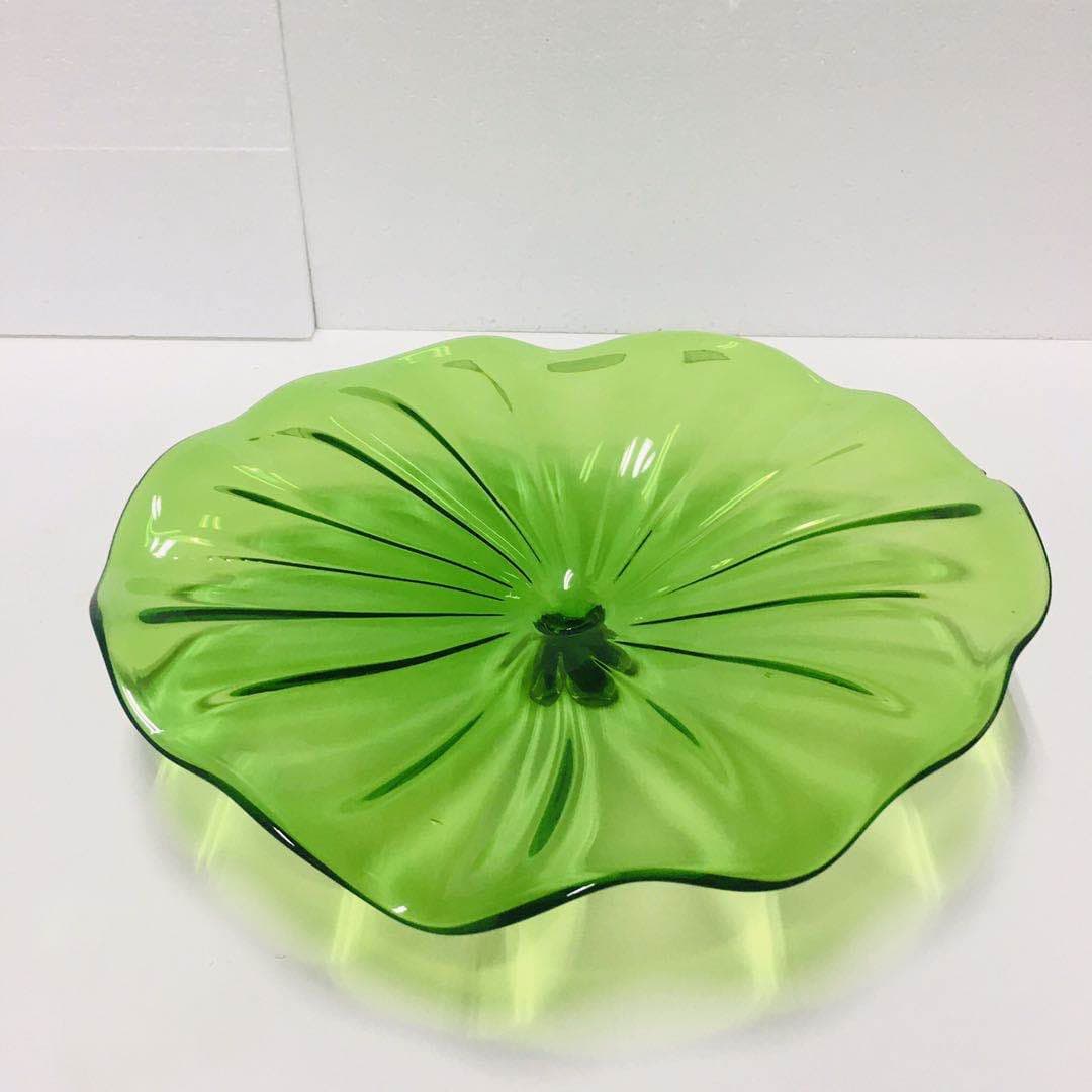 Hand Blown Murano Glass Wall Plates Clear Green Color D12Inches