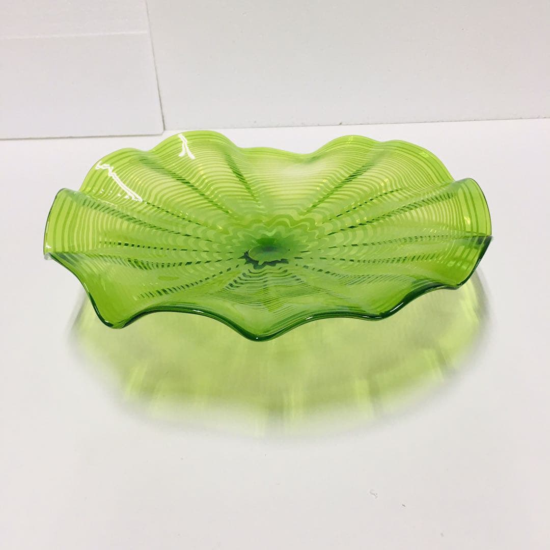 Hand Blown Murano Glass Wall Plates Green Color D12Inches