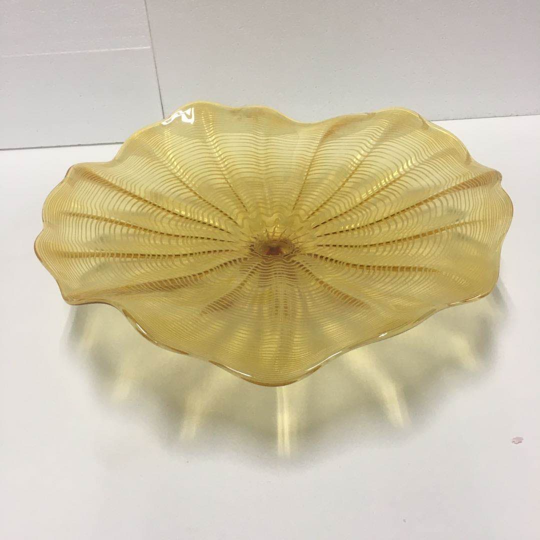Hand Blown Murano Glass Wall Plates Yellow Color D12Inches