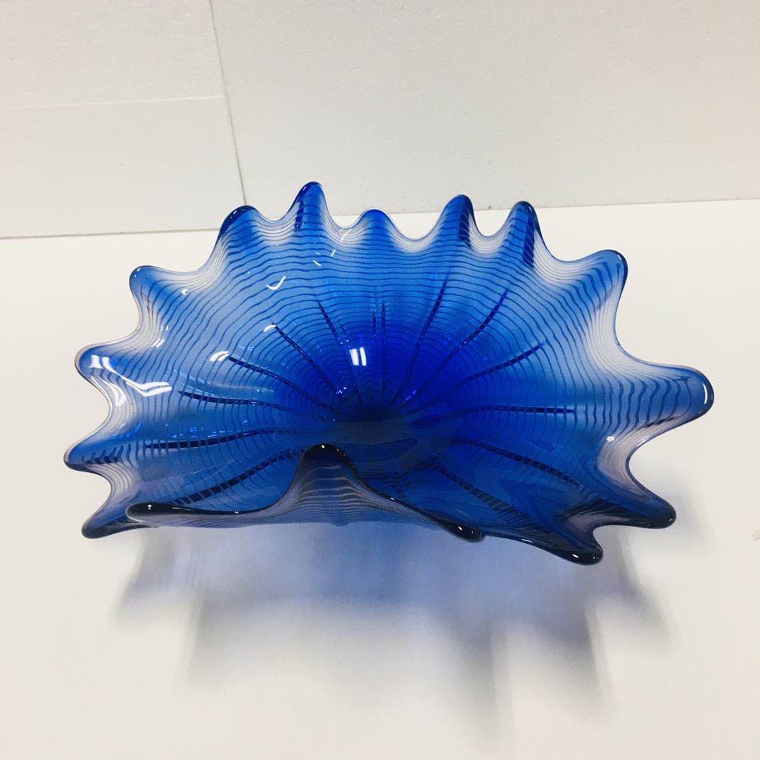 Hand Blown Murano Glass Wall Plates Blue Color D12inches