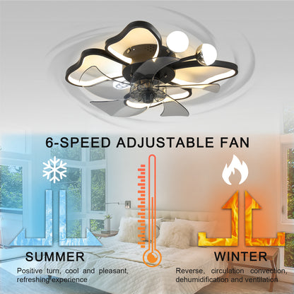 Modern Black Flush Mount Ceiling Fan with Light & Remote