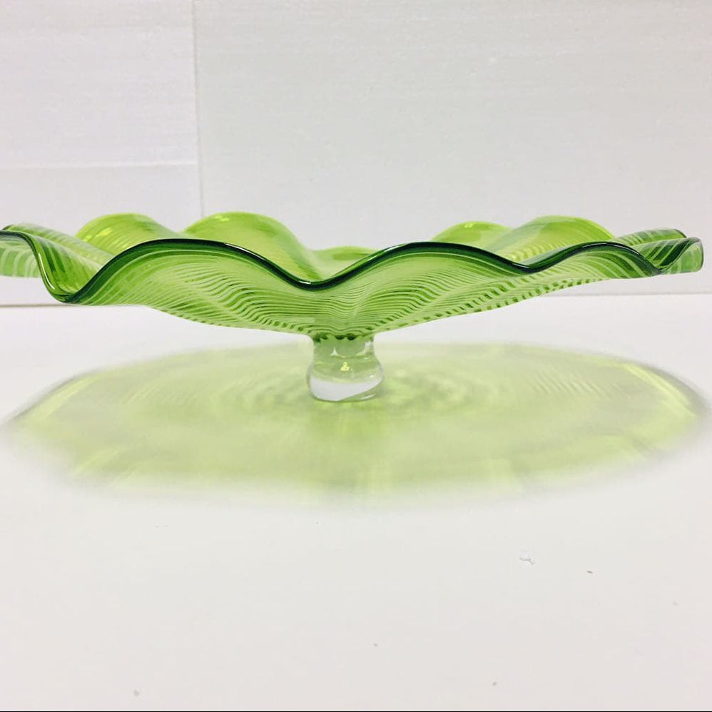 Hand Blown Murano Glass Wall Plates Green Color D12Inches