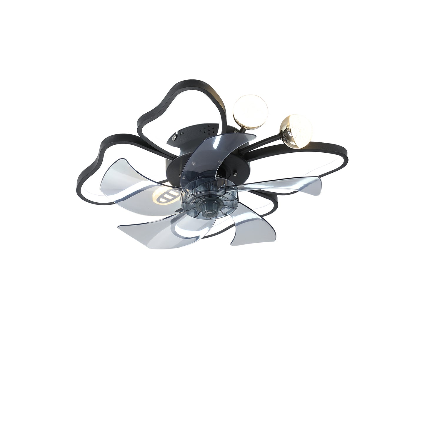 Modern Black Flush Mount Ceiling Fan with Light & Remote