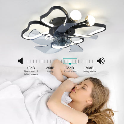 Modern Black Flush Mount Ceiling Fan with Light & Remote