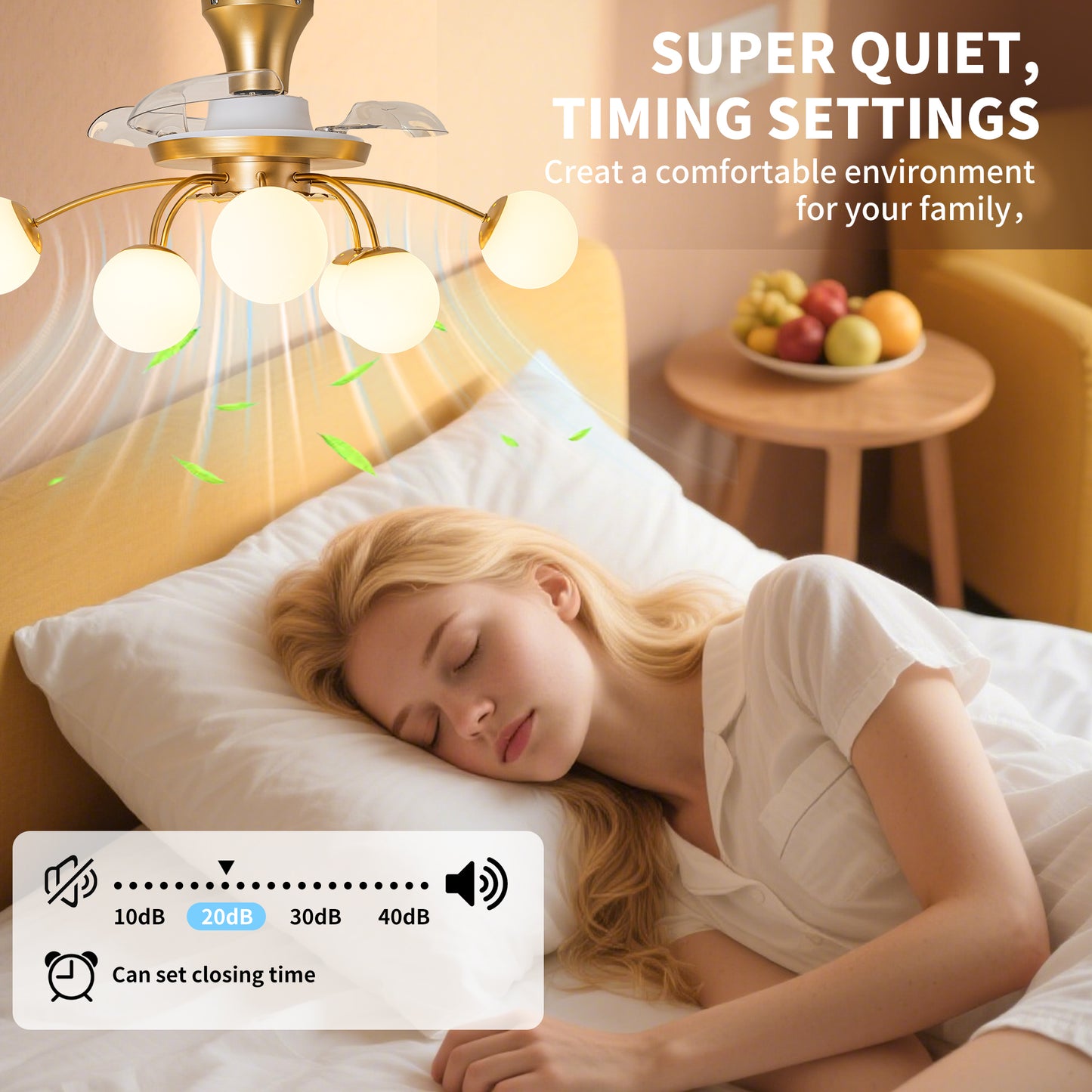 Modern Gold Retractable Ceiling Fan with Lights, 8-Light Flush Mount Fan with Remote