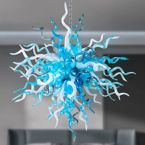 Blue and white  Chihuly blown glass chandelier