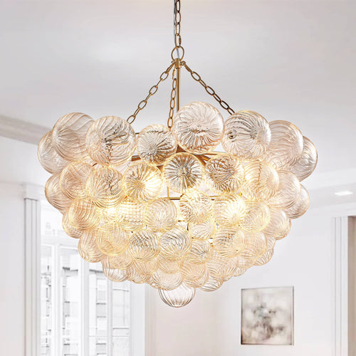 Talia Style Chandelier Clear Bubbled Ribbed Texture