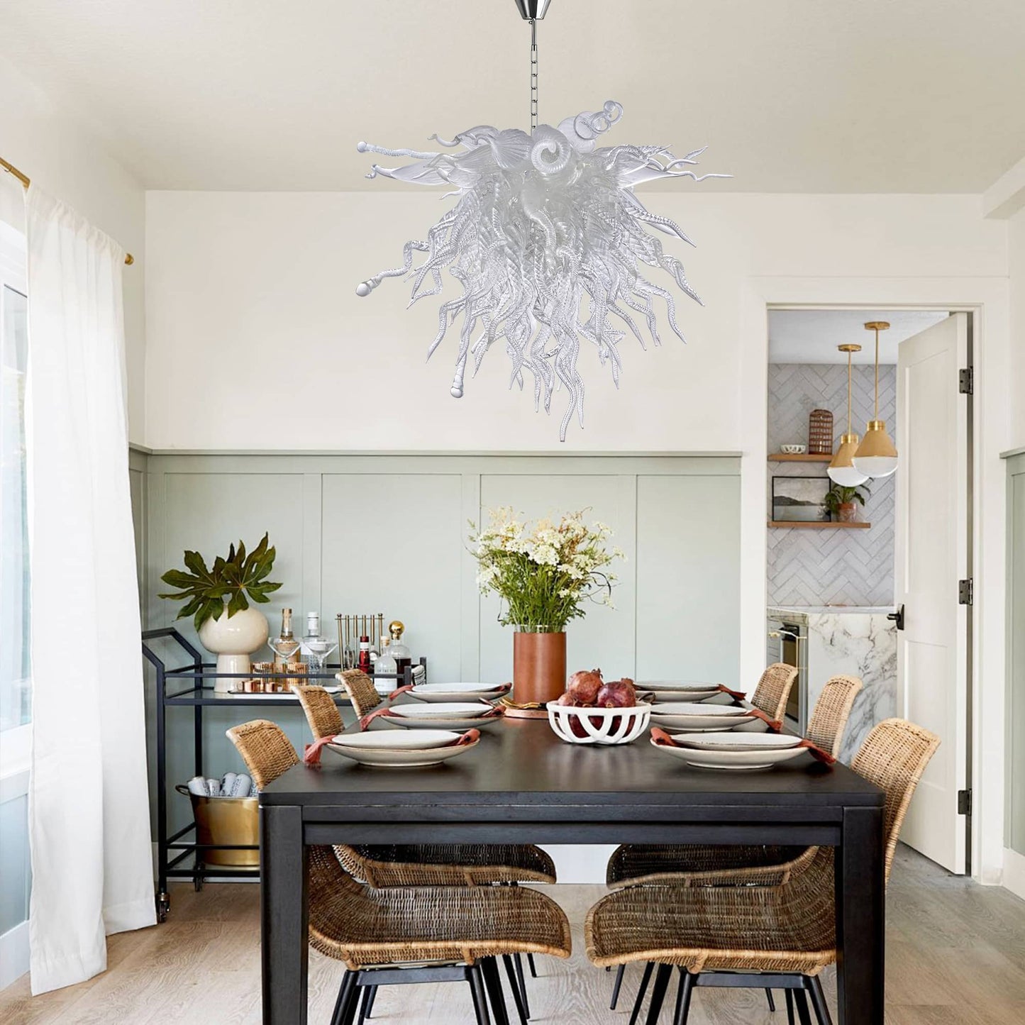 Murano Glass Blown Glass Chandeliers Chihuly Style Clear