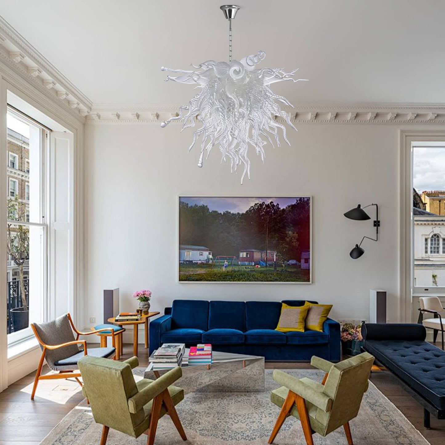 Murano Glass Blown Glass Chandeliers Chihuly Style Clear