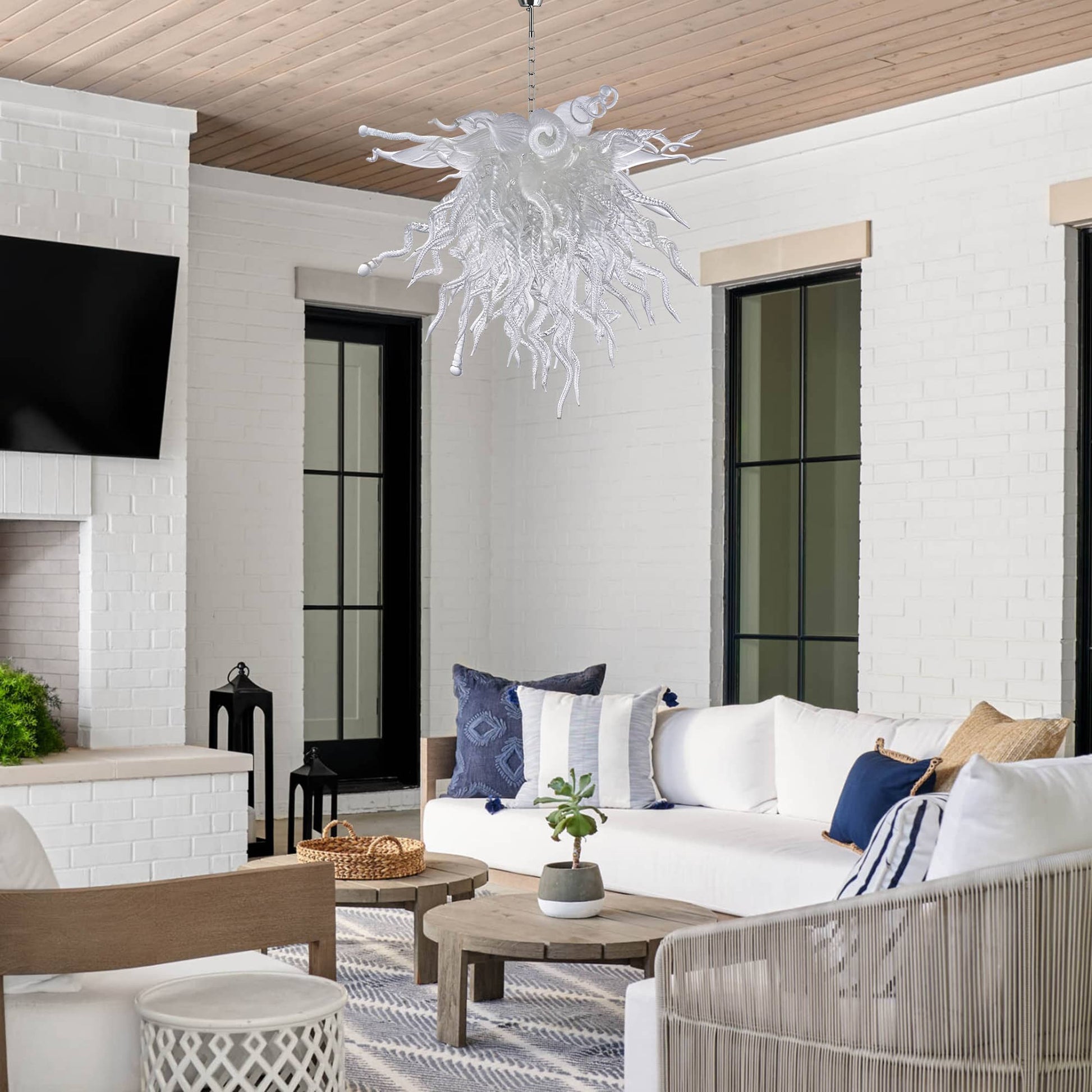 Murano Glass Blown Glass Chandeliers Chihuly Style Clear