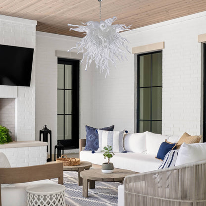 Murano Glass Blown Glass Chandeliers Chihuly Style Clear