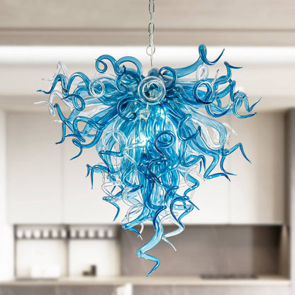 Modern Style Blown Glass Chandelier Blue Horizon