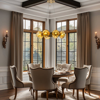 Modern Chandelier Irregular Amber Glass Bubbles Ring Loop