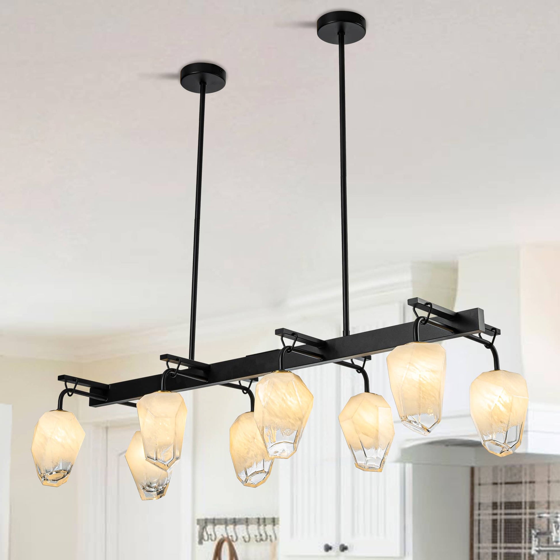 Retro Chandelier Frost White Hailstone-shaped Lampshape