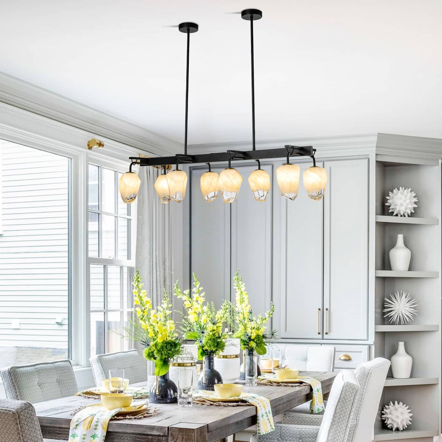 Retro Chandelier Frost White Hailstone-shaped Lampshape