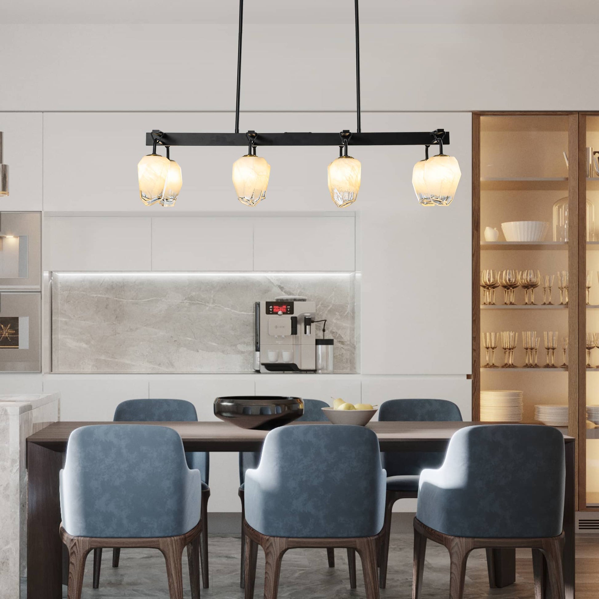 Retro Chandelier Frost White Hailstone-shaped Lampshape