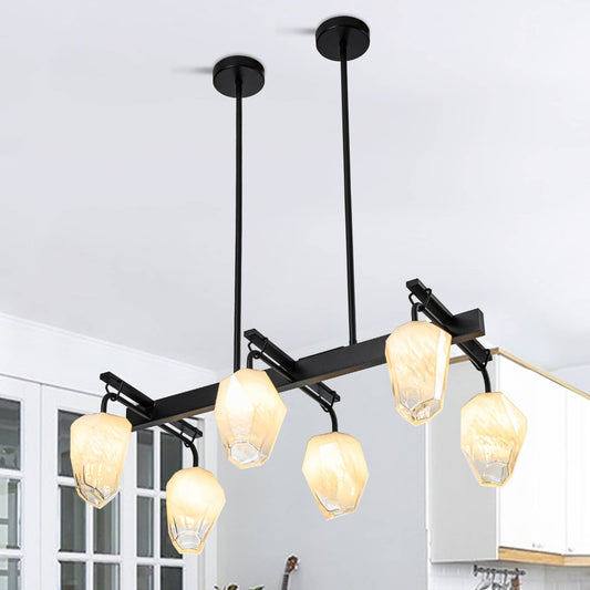 Retro Chandelier Frost White Hailstone-shaped Lampshape