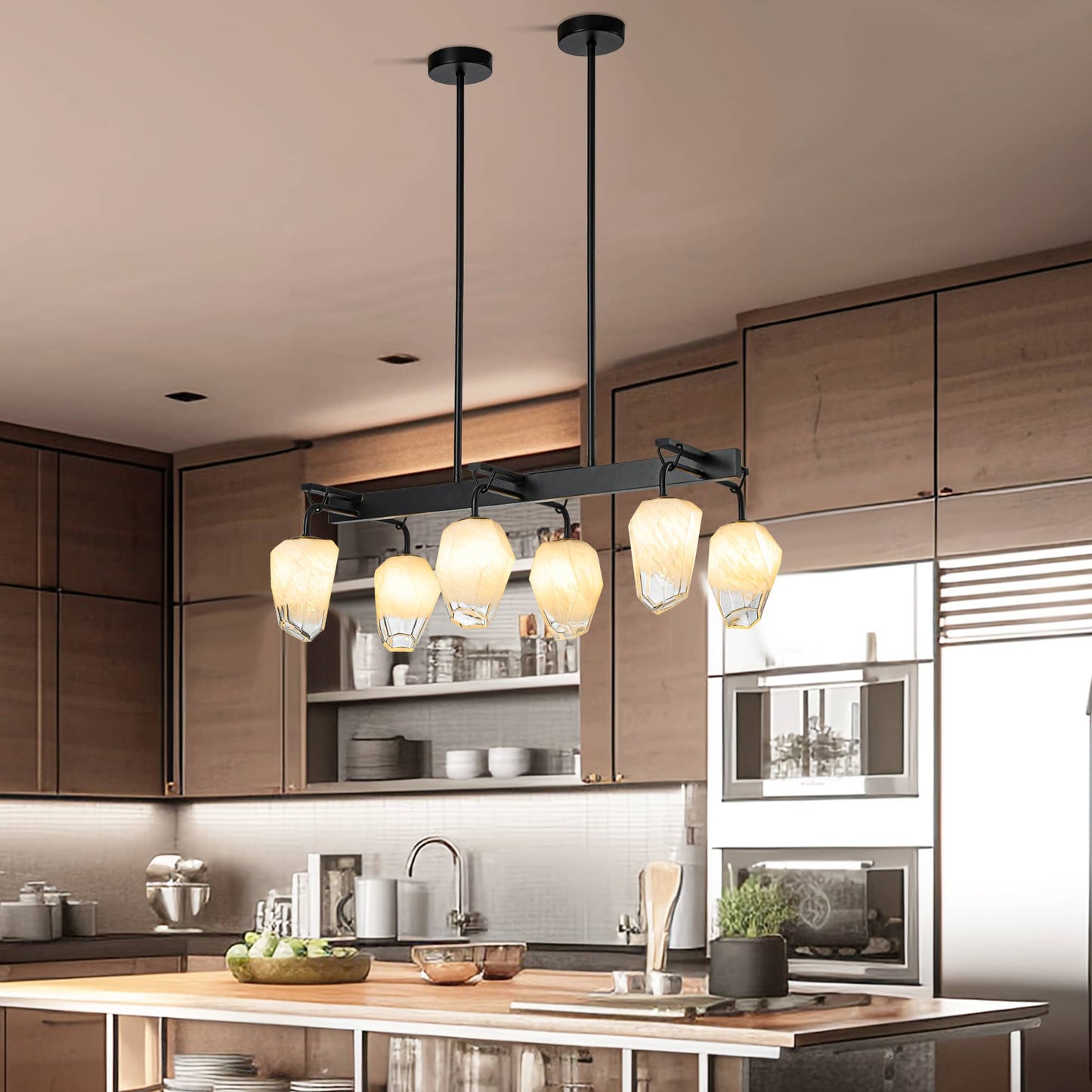 Retro Chandelier Frost White Hailstone-shaped Lampshape