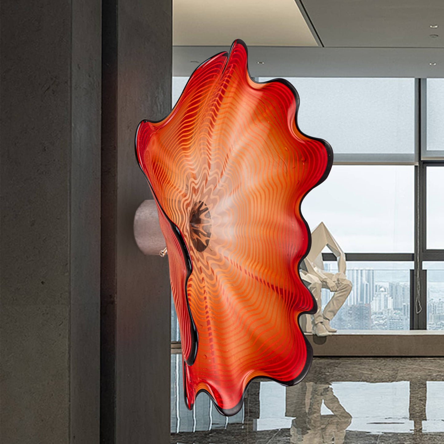 Blown Murano Glass Wall Plates Red D12inches