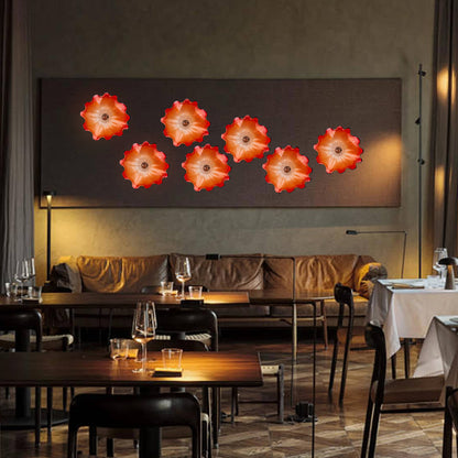 Blown Murano Glass Wall Plates Red D12inches