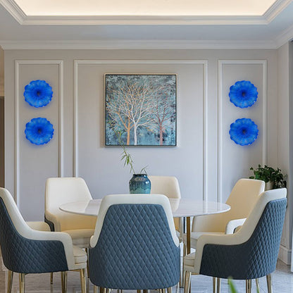 Blown Murano Glass Wall Plates Cobalt Blue D12inches
