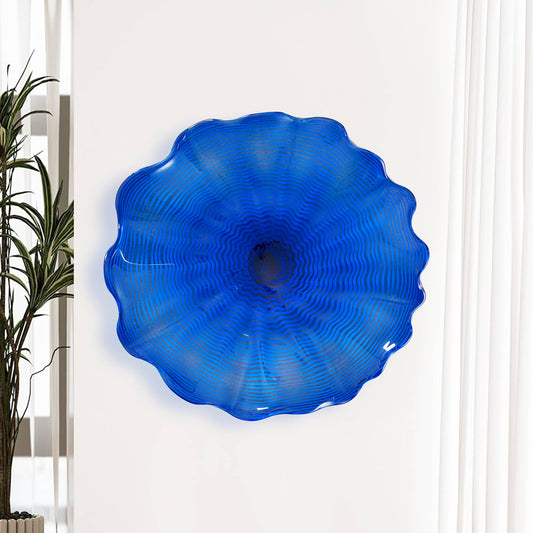 Blown Murano Glass Wall Plates Cobalt Blue D12inches
